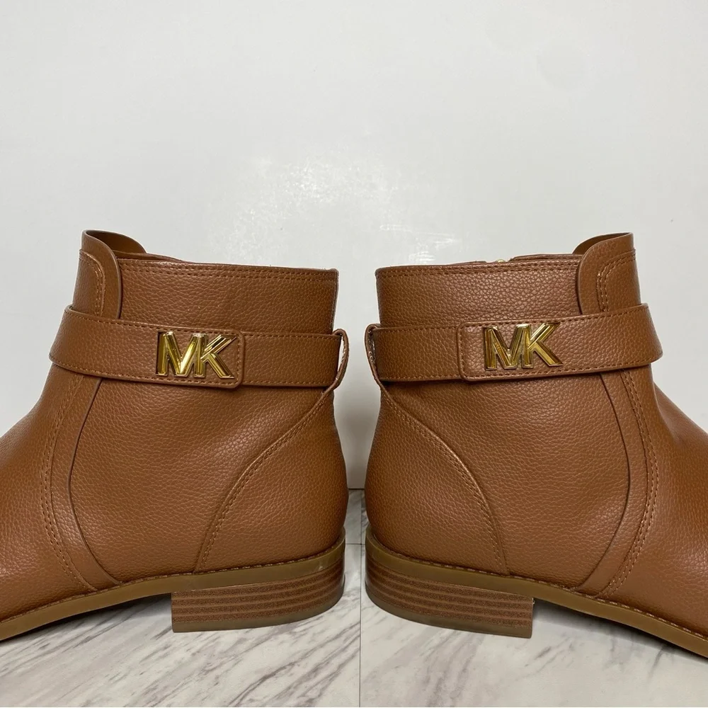 Michael Kors Jilly Brown Pebbled Faux Leather Bootie 9 1/2 M
